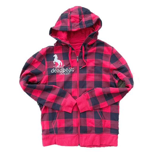 red plaid logo hoodie
