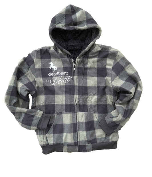 green plaid logo fleece